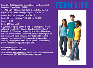 Family YMCA of the Desert - Licensed Childcare and Youth Programs | teen-life-flyer-thumb