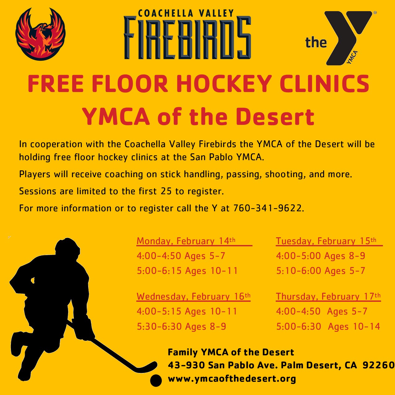 Family YMCA of the Desert - Licensed Childcare and Youth Programs | Floor Hockey Clinics