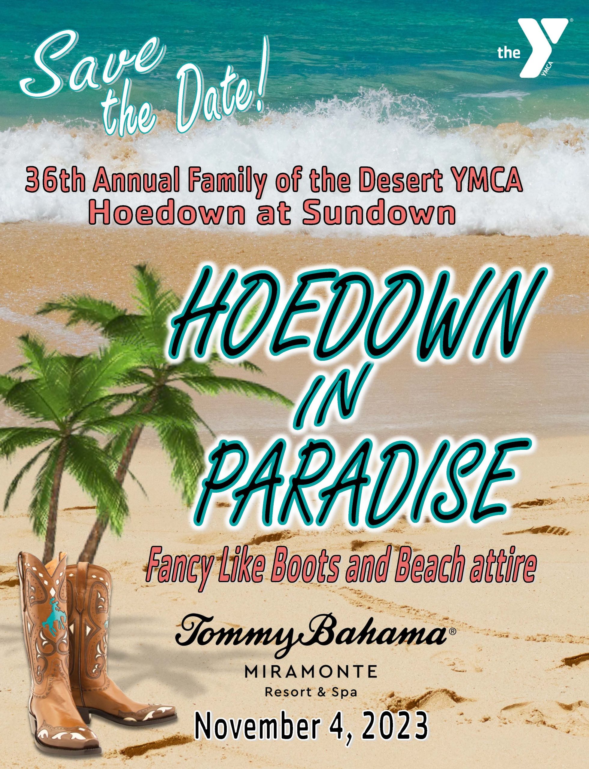 Family YMCA of the Desert - Licensed Childcare and Youth Programs|Hoedown 2023 Save the Date Final