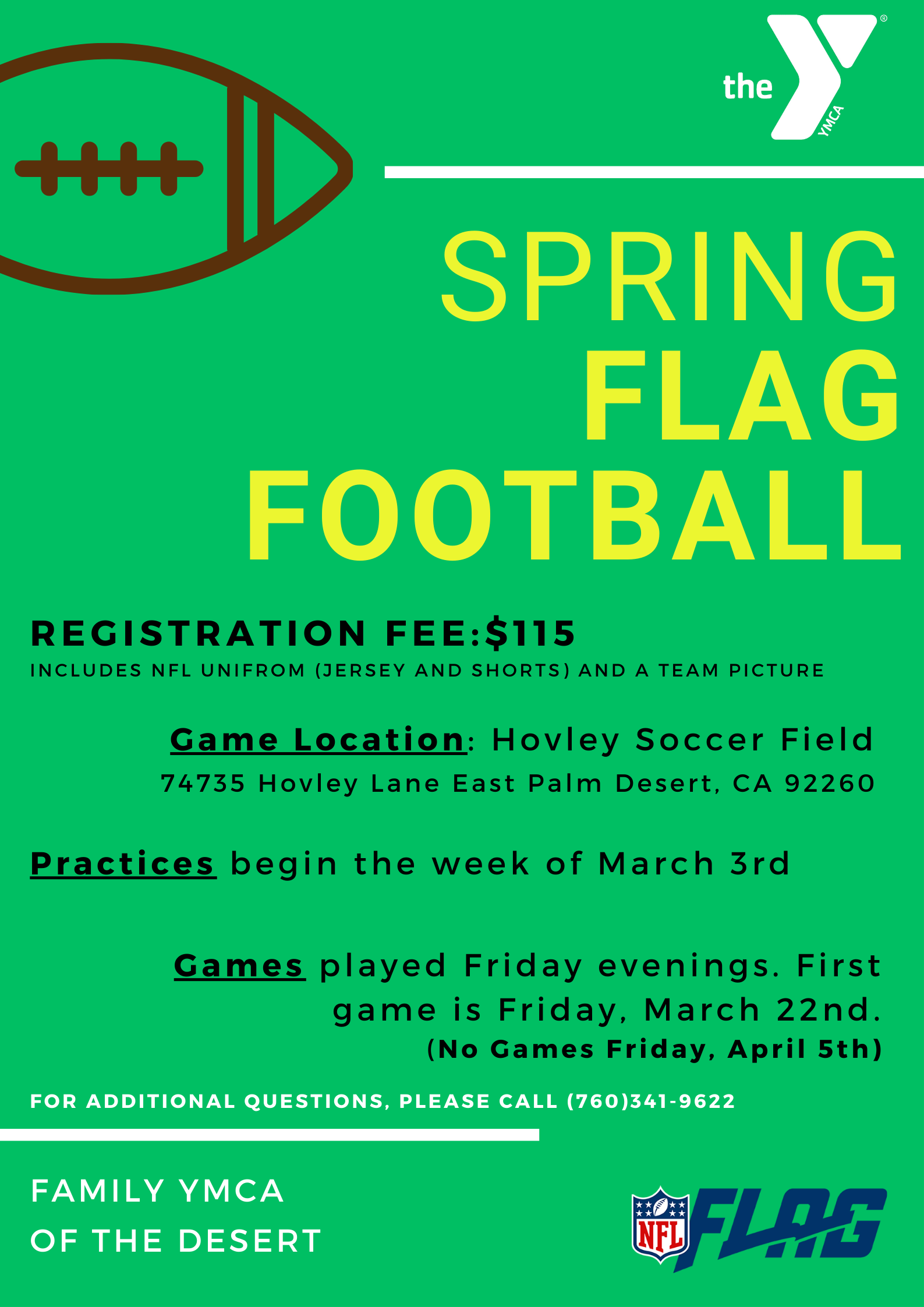 Family YMCA of the Desert - Licensed Childcare and Youth Programs|Spring Football 2024