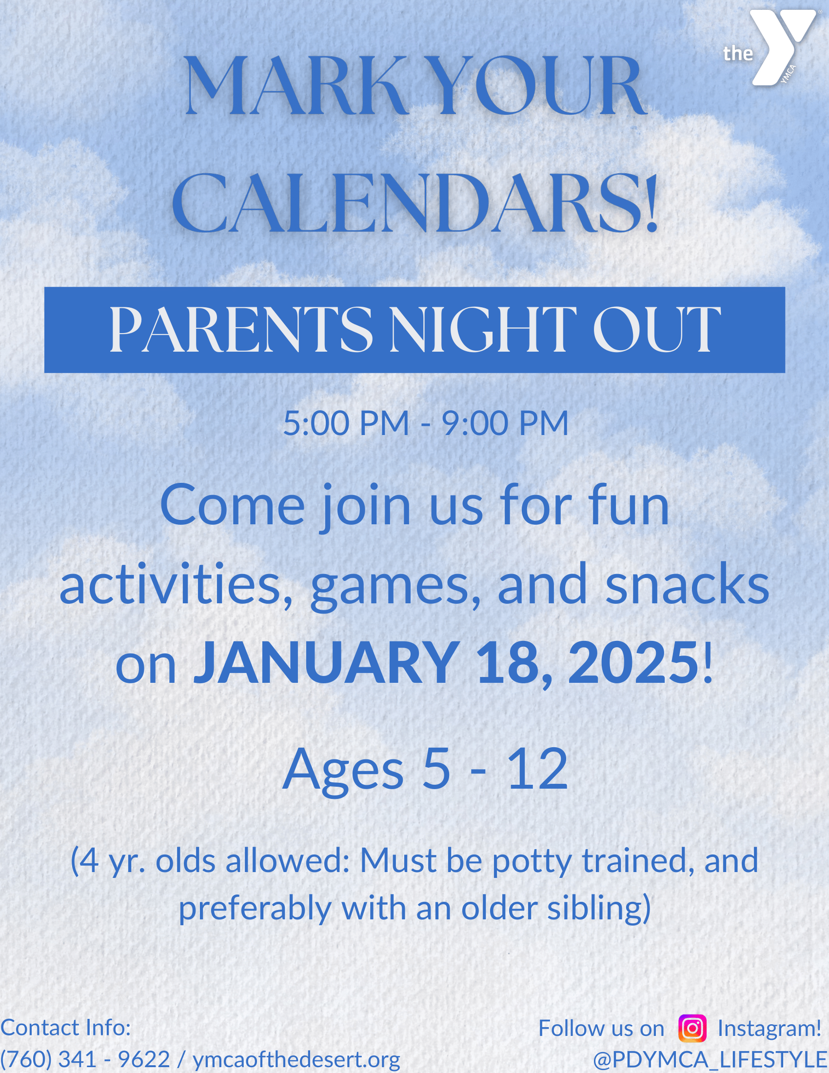 Family YMCA of the Desert - Licensed Childcare and Youth Programs | Parents Night Out Flyers-1